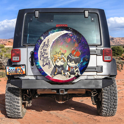 Hinata And Tobio Haikyuu Love You To The Moon Galaxy Spare Tire Cover