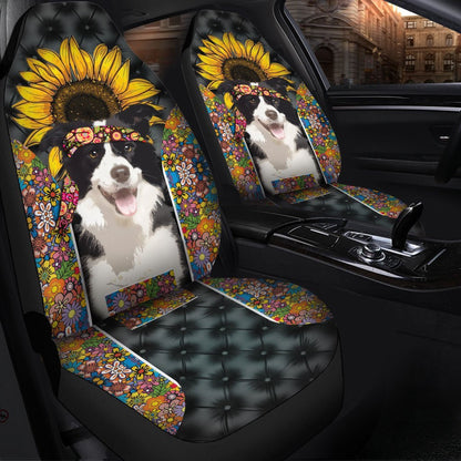 Hippie Border Collie Premium Custom Car Seat Covers Decor Protector
