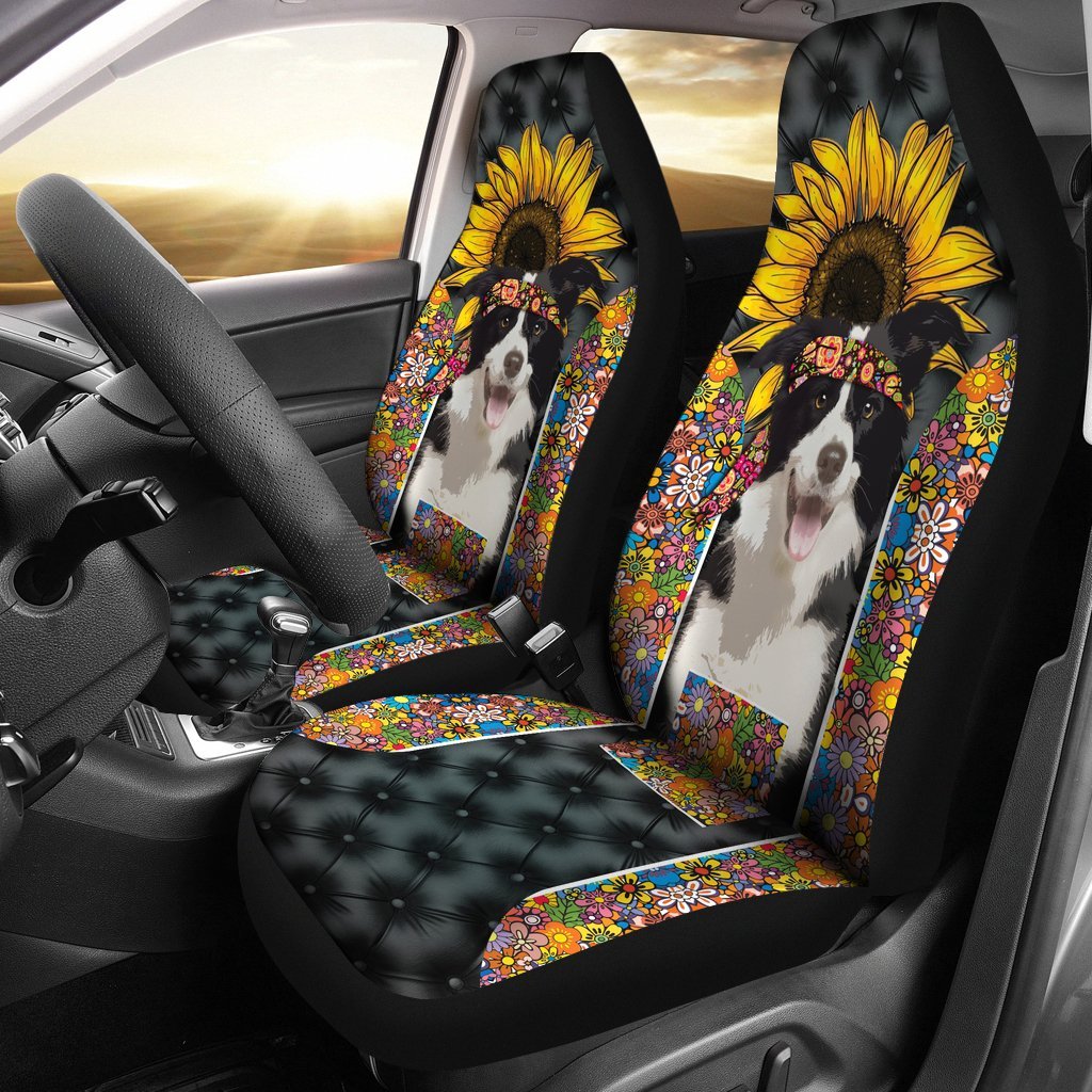Hippie Border Collie Premium Custom Car Seat Covers Decor Protector