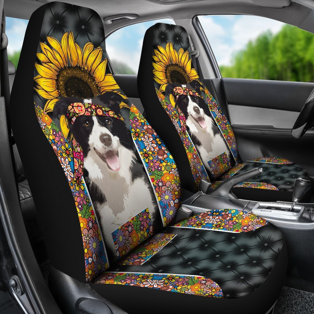 Hippie Border Collie Premium Custom Car Seat Covers Decor Protector