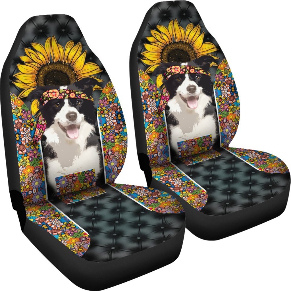 Hippie Border Collie Premium Custom Car Seat Covers Decor Protector