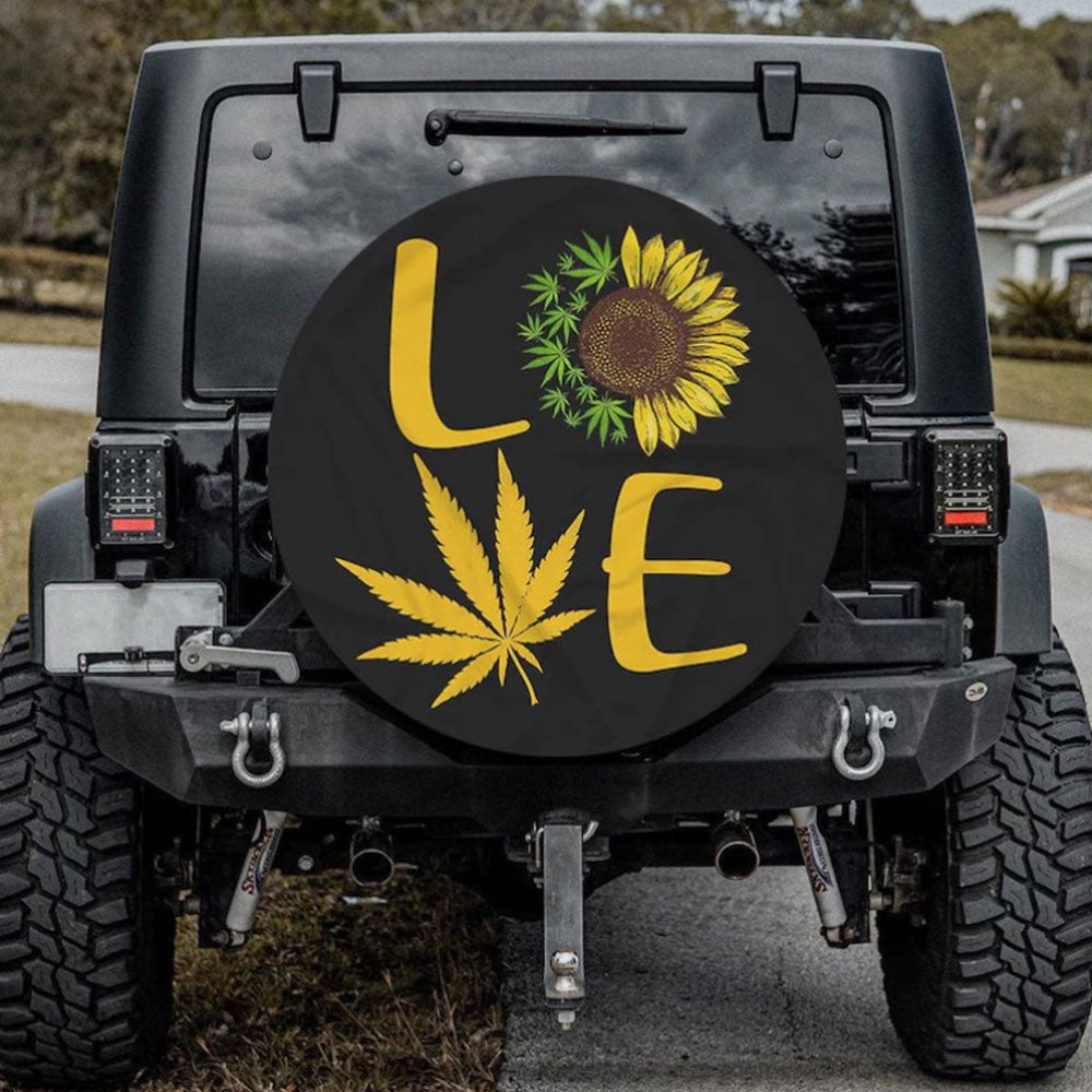 Hippie Flower, Sunflower Cat Car Spare Tire Cover