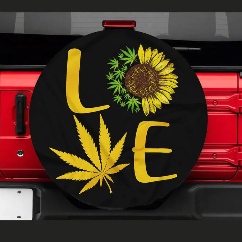 Hippie Flower, Sunflower Cat Car Spare Tire Cover