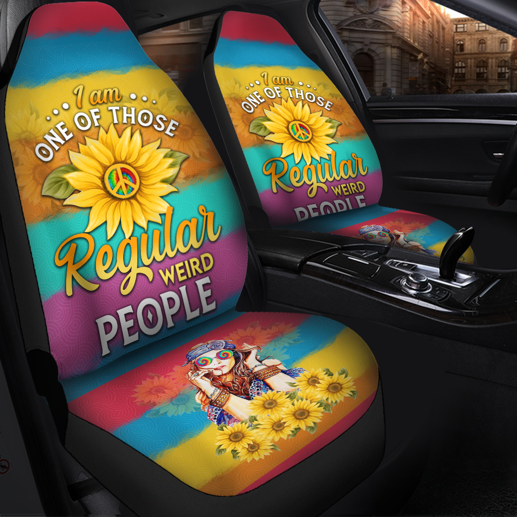 Hippie Girl Color Sunflower Car Seat Covers