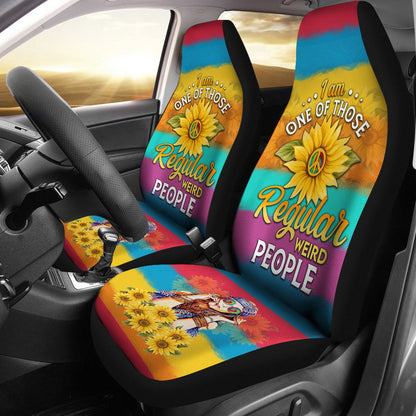 Hippie Girl Color Sunflower Car Seat Covers