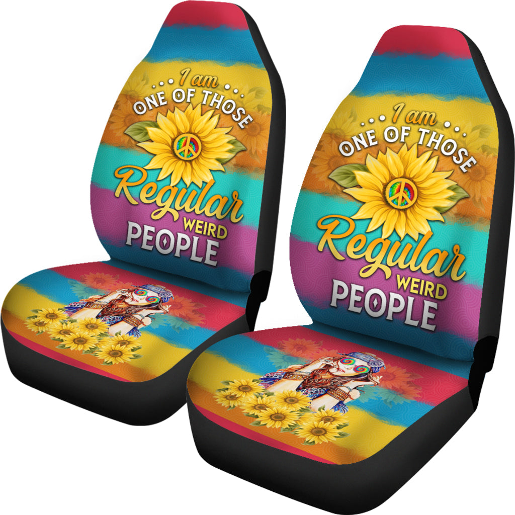 Hippie Girl Color Sunflower Car Seat Covers