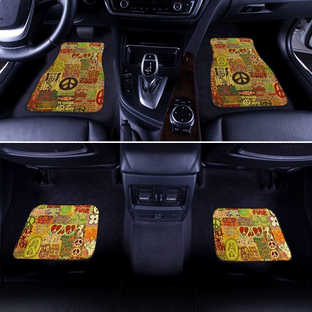 Hippie Peace Car Floor Mats Custom Vintage Hippie Aesthetic Car Accessories