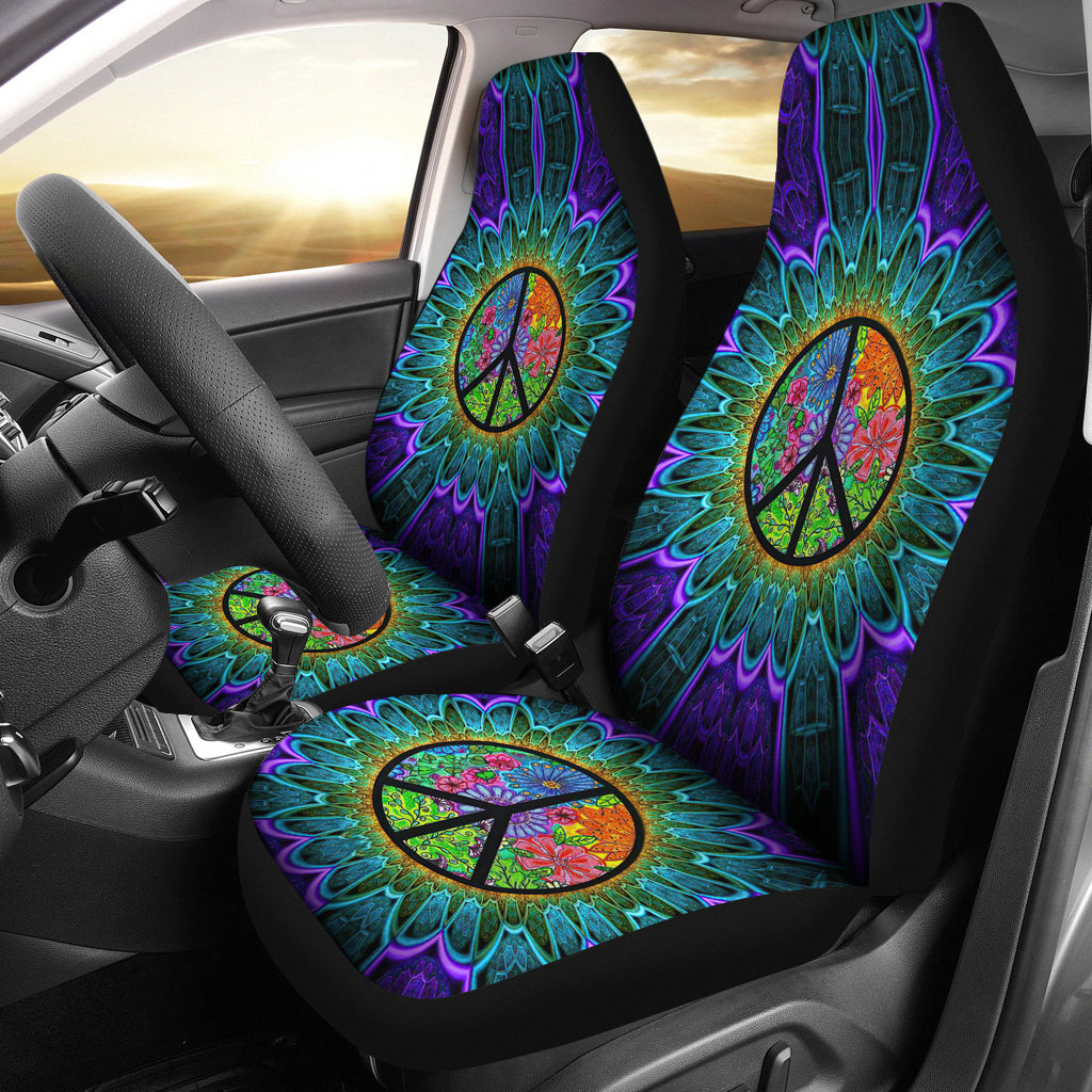Hippie Rainbow Colorful Car Seat Covers