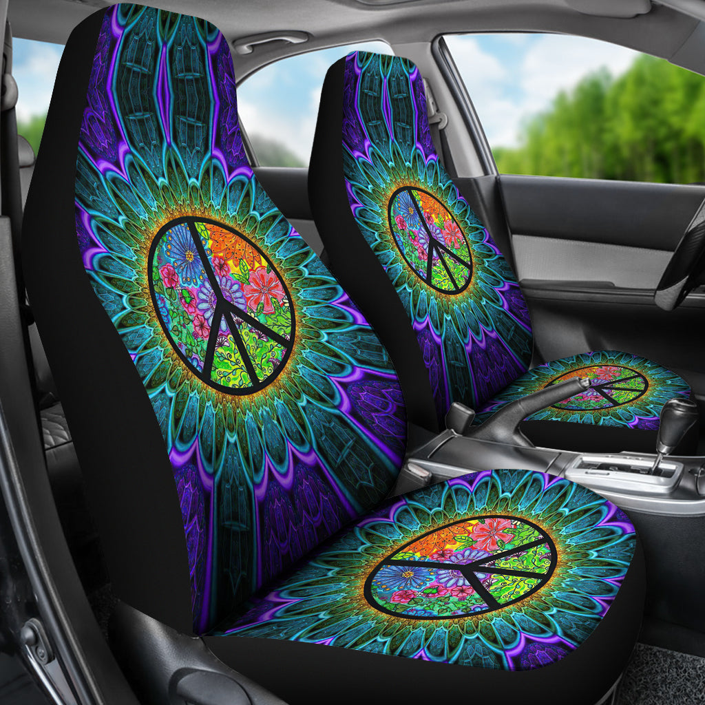 Hippie Rainbow Colorful Car Seat Covers