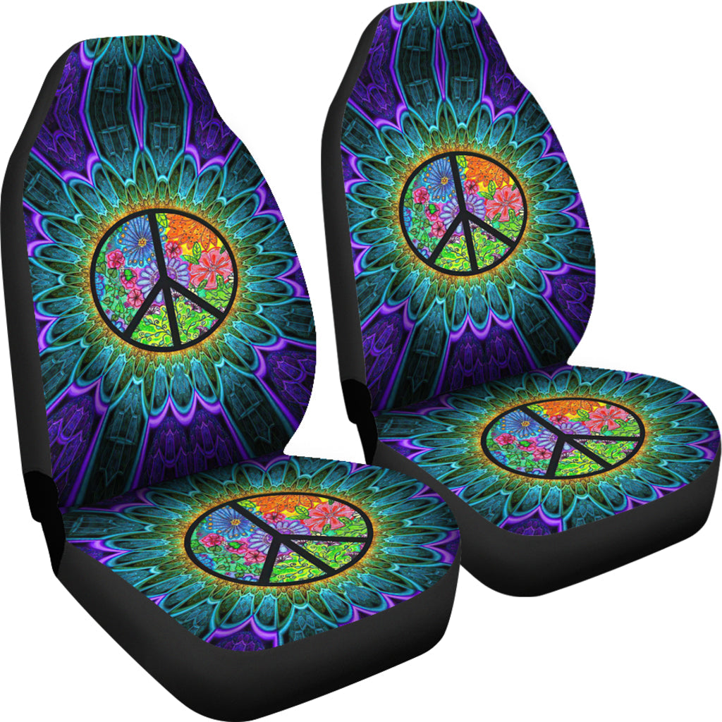 Hippie Rainbow Colorful Car Seat Covers