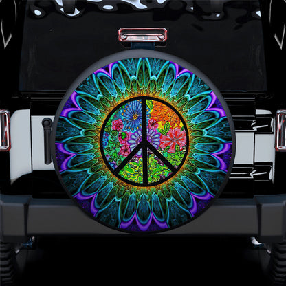 Hippie Rainbow Colorful Sunflower Car Spare Tire Cover