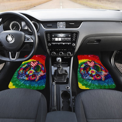 Hippie Tie Dye Car Floor Mats Custom Peace Love Nurse US Flag Car Accessories Beautiful For Nurse