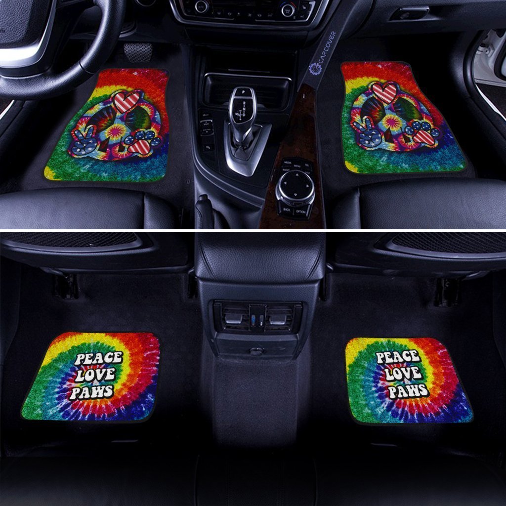 Hippie Tie Dye Car Floor Mats Custom Peace Love Paw US Flag Car Accessories Great