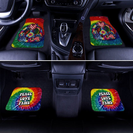 Hippie Tie Dye Car Floor Mats Custom Peace Love Paw US Flag Car Accessories Great