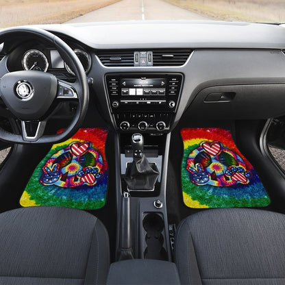 Hippie Tie Dye Car Floor Mats Custom Peace Love Paw US Flag Car Accessories Great