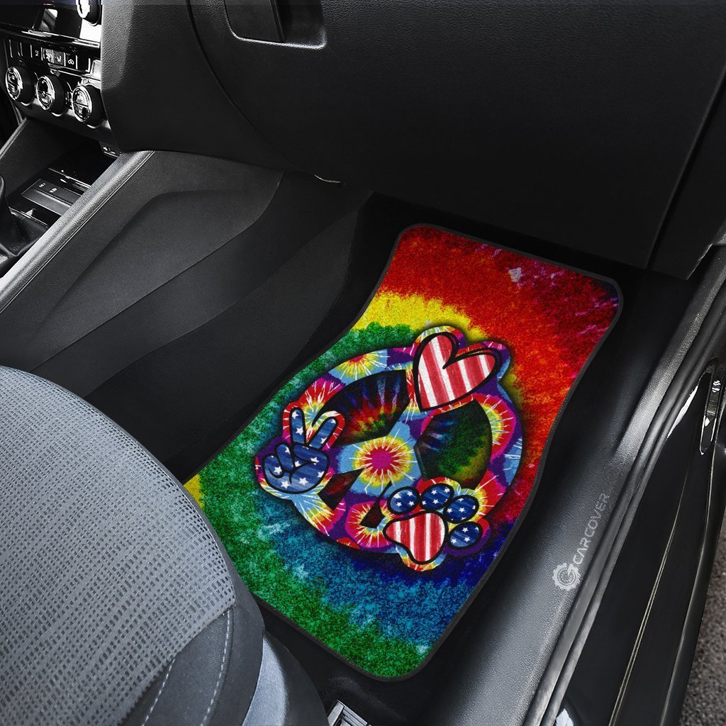Hippie Tie Dye Car Floor Mats Custom Peace Love Paw US Flag Car Accessories Great