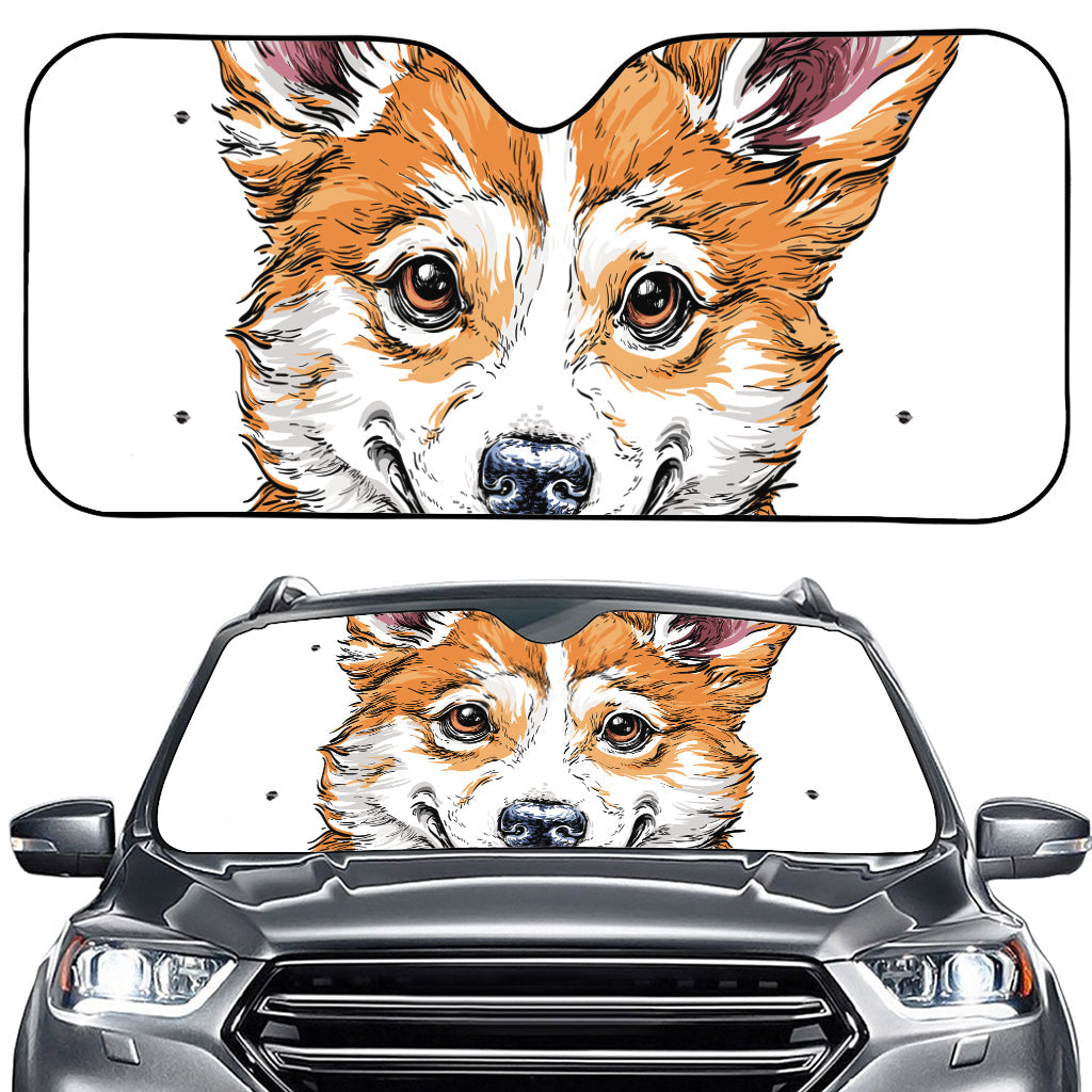 Hipster Pembroke Welsh Corgi Print Car Windshield Sun Shade