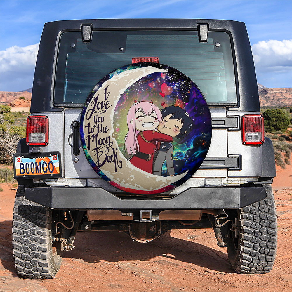 Hiro Zero Two Darling In The Franxx Anime Couple Love You To The Moon Galaxy Car Spare Tire Cover