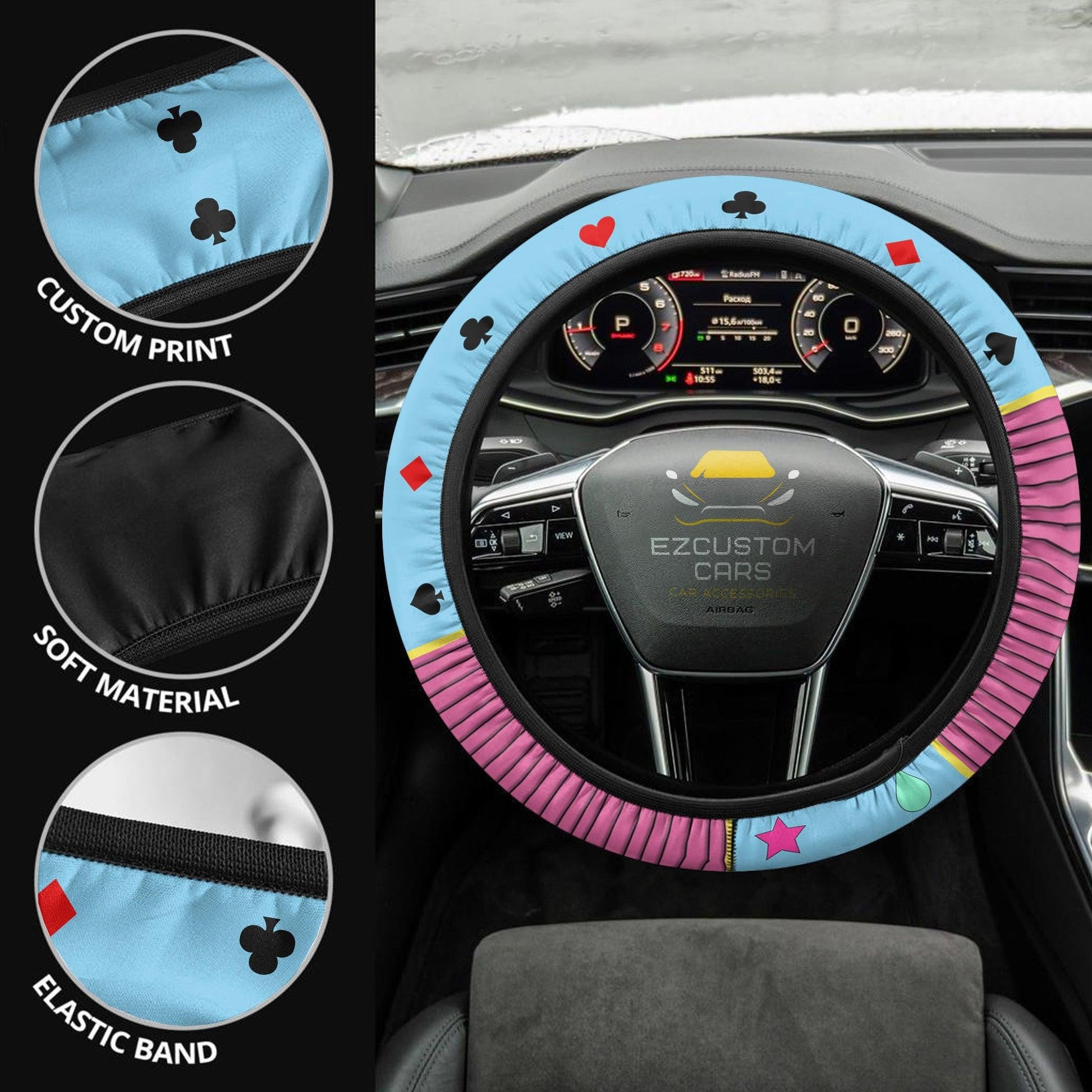 Hisoka Anime Steering Wheel Cover Custom Anime Hunter x Hunter Car Accessories