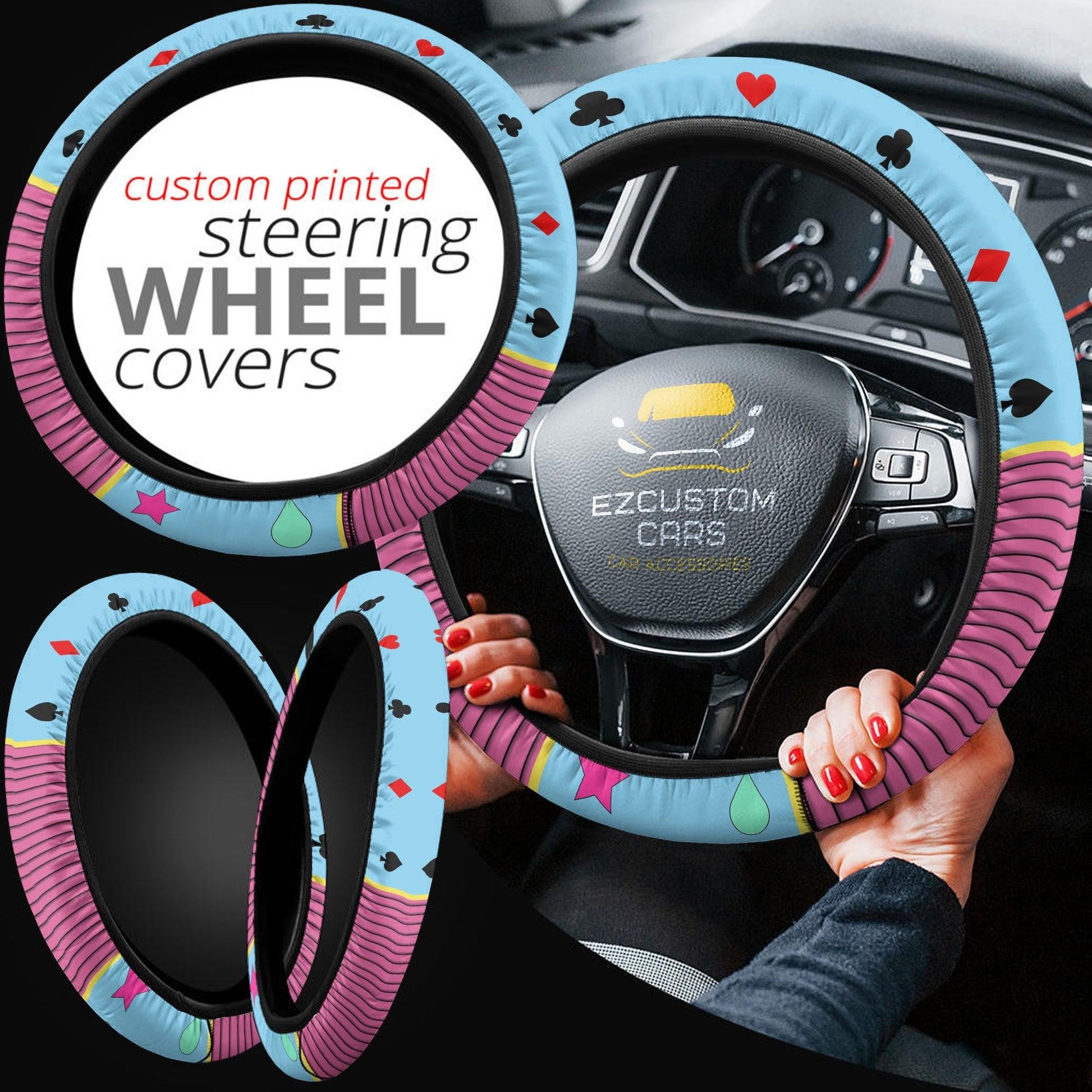 Hisoka Anime Steering Wheel Cover Custom Anime Hunter x Hunter Car Accessories