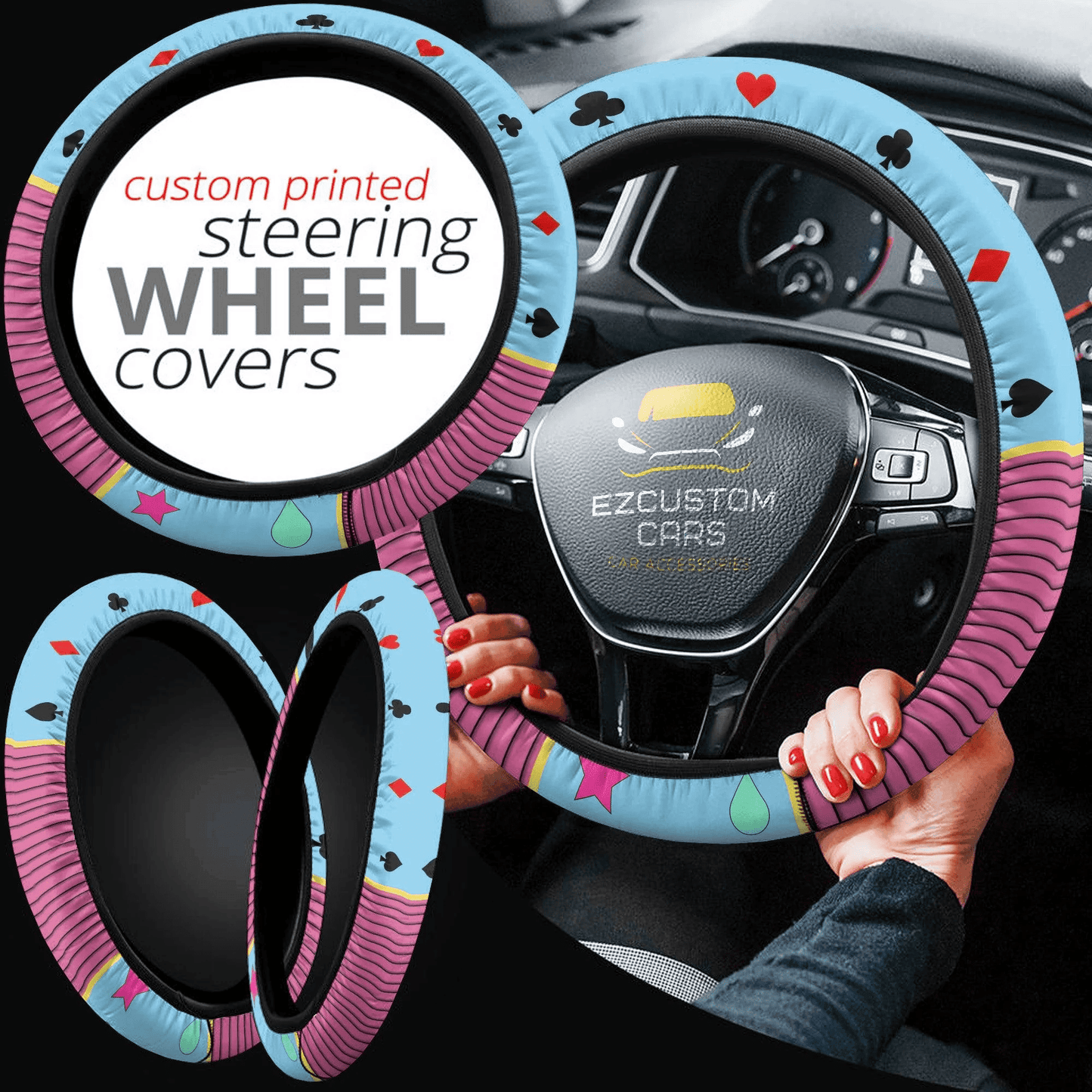Hisoka Anime Steering Wheel Cover Custom Anime Hunter x Hunter Car Accessories