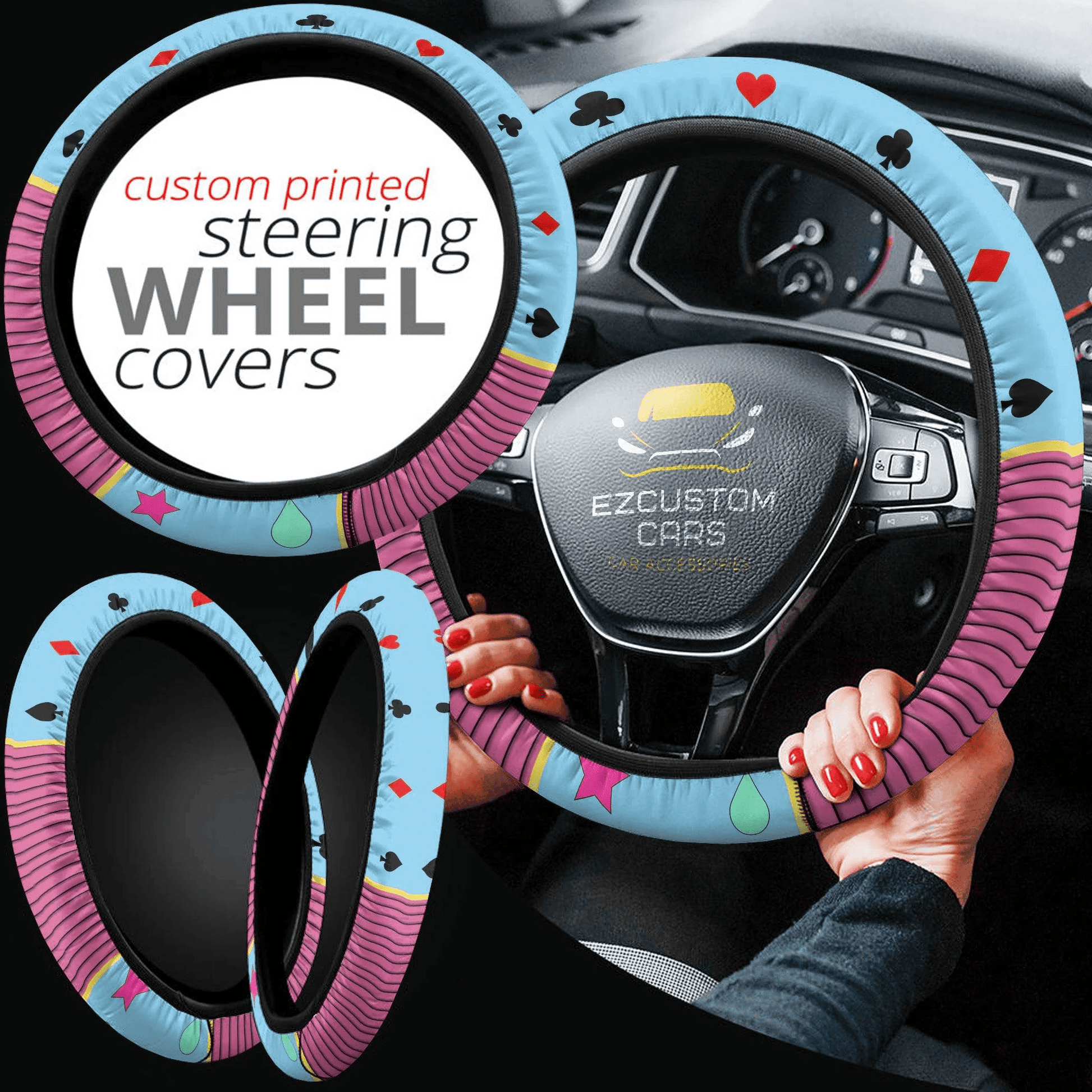 Hisoka Anime Steering Wheel Cover Custom Anime Hunter x Hunter Car Accessories