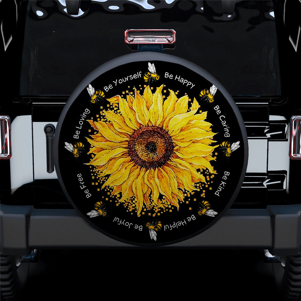 Honey Bee Sunflower Jeep Car Spare Tire Cover