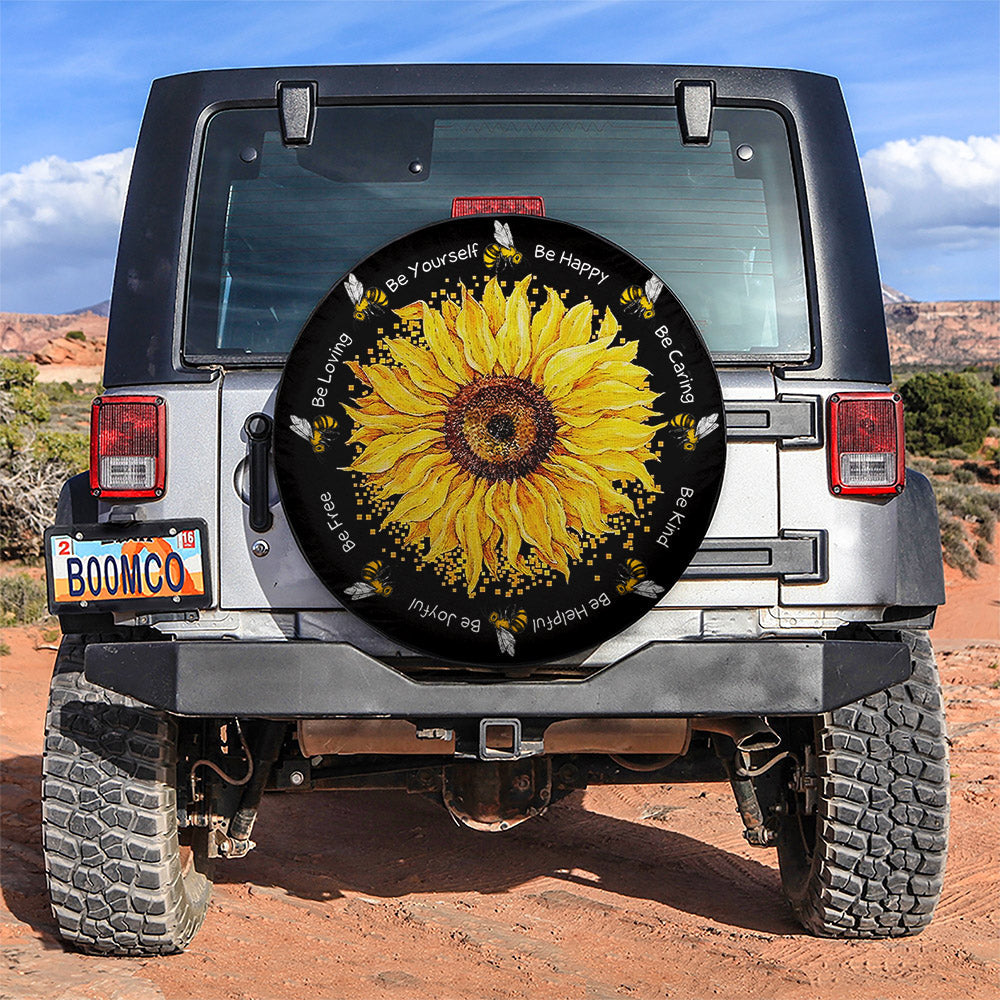 Honey Bee Sunflower Jeep Car Spare Tire Cover