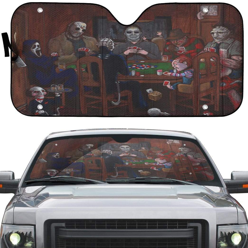 Gearhumans Horror Icons Playing Poker Custom Auto Car Sunshade