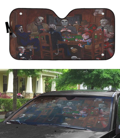 Gearhumans Horror Icons Playing Poker Custom Auto Car Sunshade