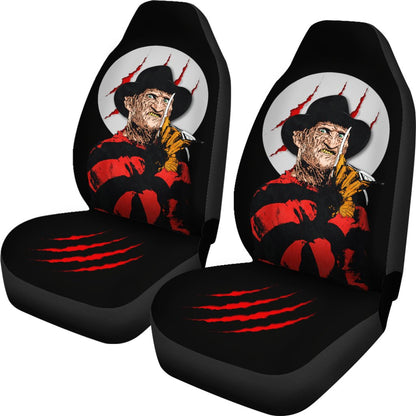Horror Movie Car Seat Covers | Freddy Krueger Claw On White Moon Seat Covers Ci082621