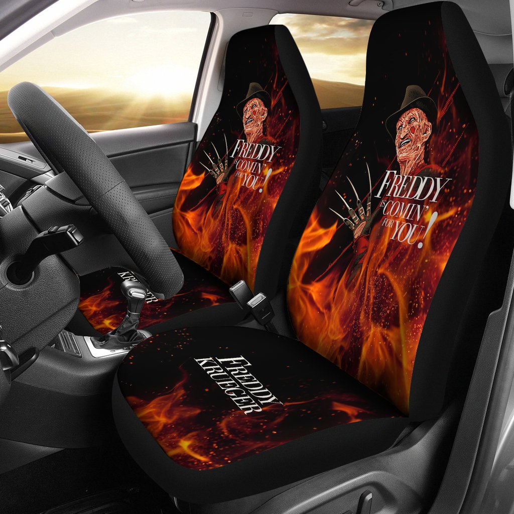 Horror Movie Car Seat Covers | Freddy Krueger Is Coming For You Fire Seat Covers Ci082621