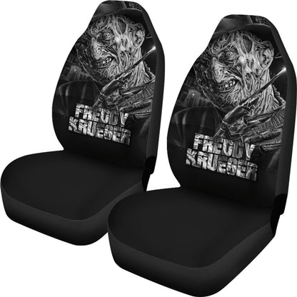 Horror Movie Car Seat Covers | Freddy Krueger Portrait Black White Seat Covers Ci083021