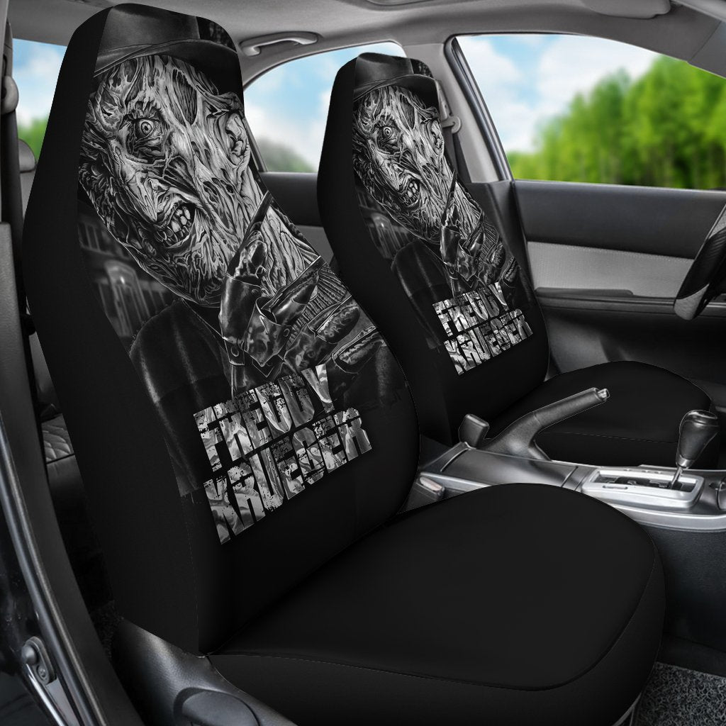 Horror Movie Car Seat Covers | Freddy Krueger Portrait Black White Seat Covers Ci083021