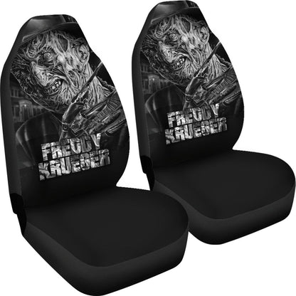 Horror Movie Car Seat Covers | Freddy Krueger Portrait Black White Seat Covers Ci083021