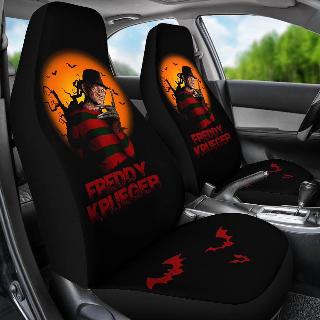Horror Movie Car Seat Covers | Freddy Krueger With Other Villains Jason Seat Covers Ci083121