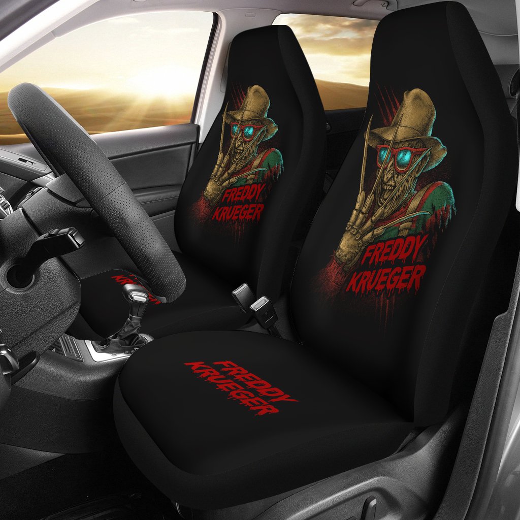 Horror Movie Car Seat Covers | Funny Freddy Krueger Wearing Glasses Seat Covers Ci083121