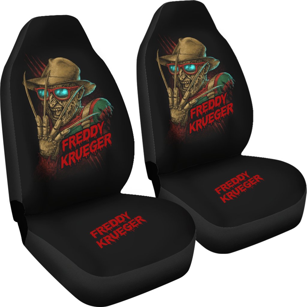 Horror Movie Car Seat Covers | Funny Freddy Krueger Wearing Glasses Seat Covers Ci083121