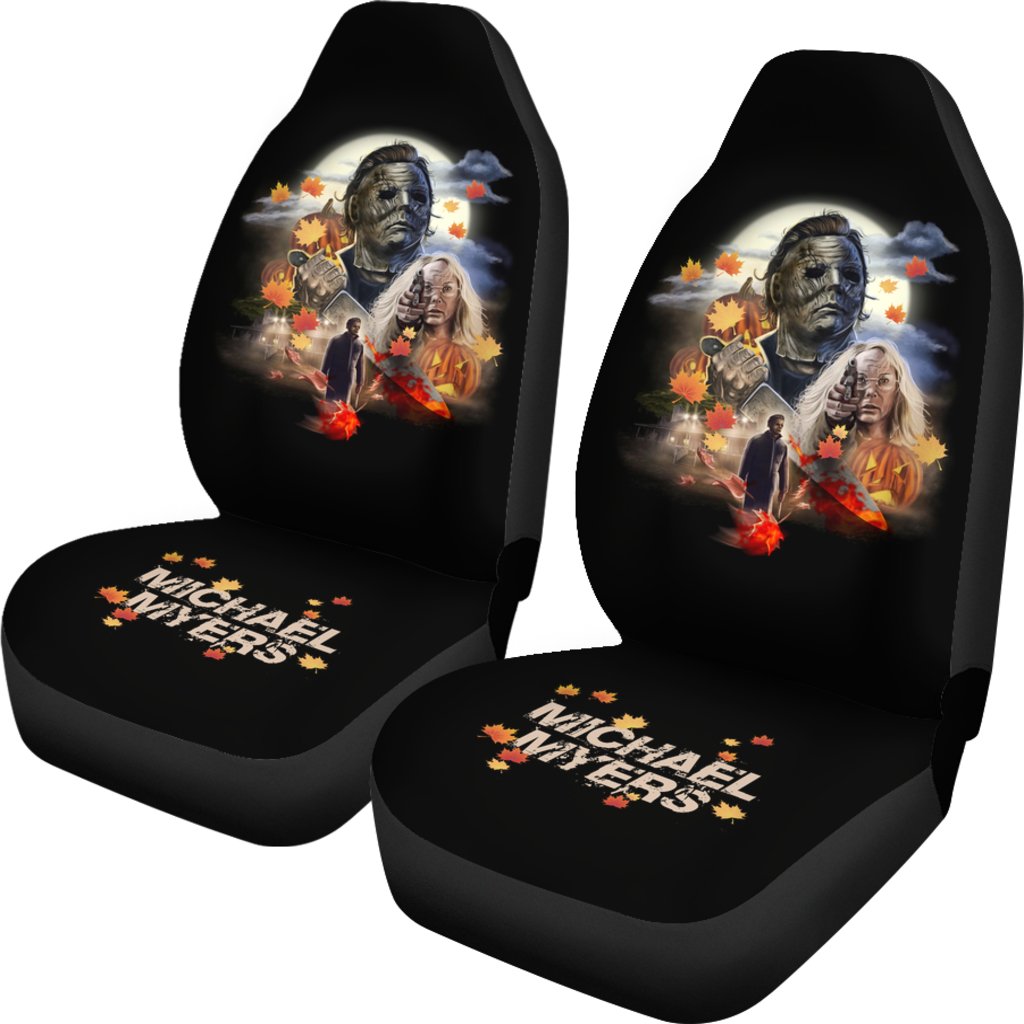 Horror Movie Car Seat Covers | Michael Myers And Laurie Maple Leaf Falling Seat Covers Ci090621