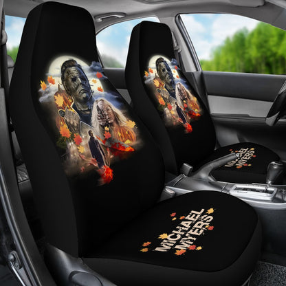 Horror Movie Car Seat Covers | Michael Myers And Laurie Maple Leaf Falling Seat Covers Ci090621