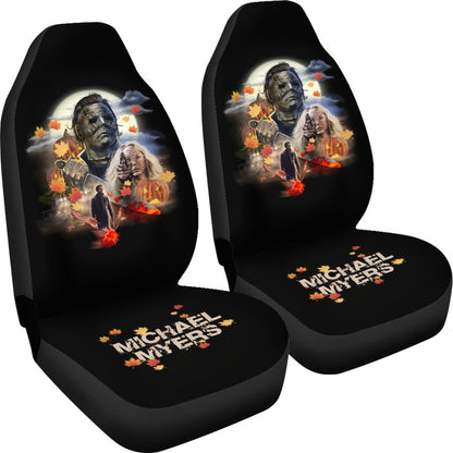 Horror Movie Car Seat Covers | Michael Myers And Laurie Maple Leaf Falling Seat Covers Ci090621