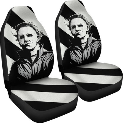 Horror Movie Car Seat Covers | Michael Myers Black And White Portrait Seat Covers Ci090921