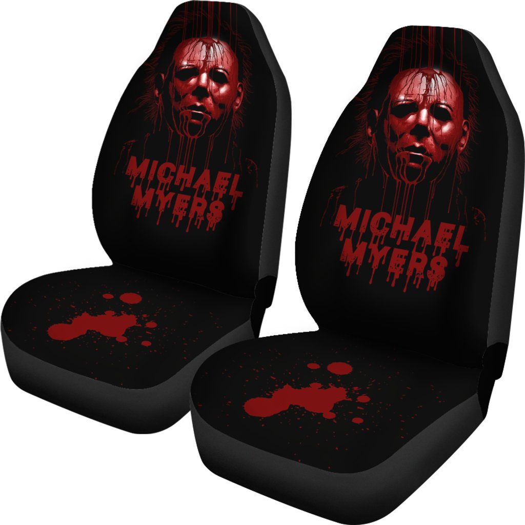 Horror Movie Car Seat Covers | Michael Myers Bleeding Red Face Seat Covers Ci090621