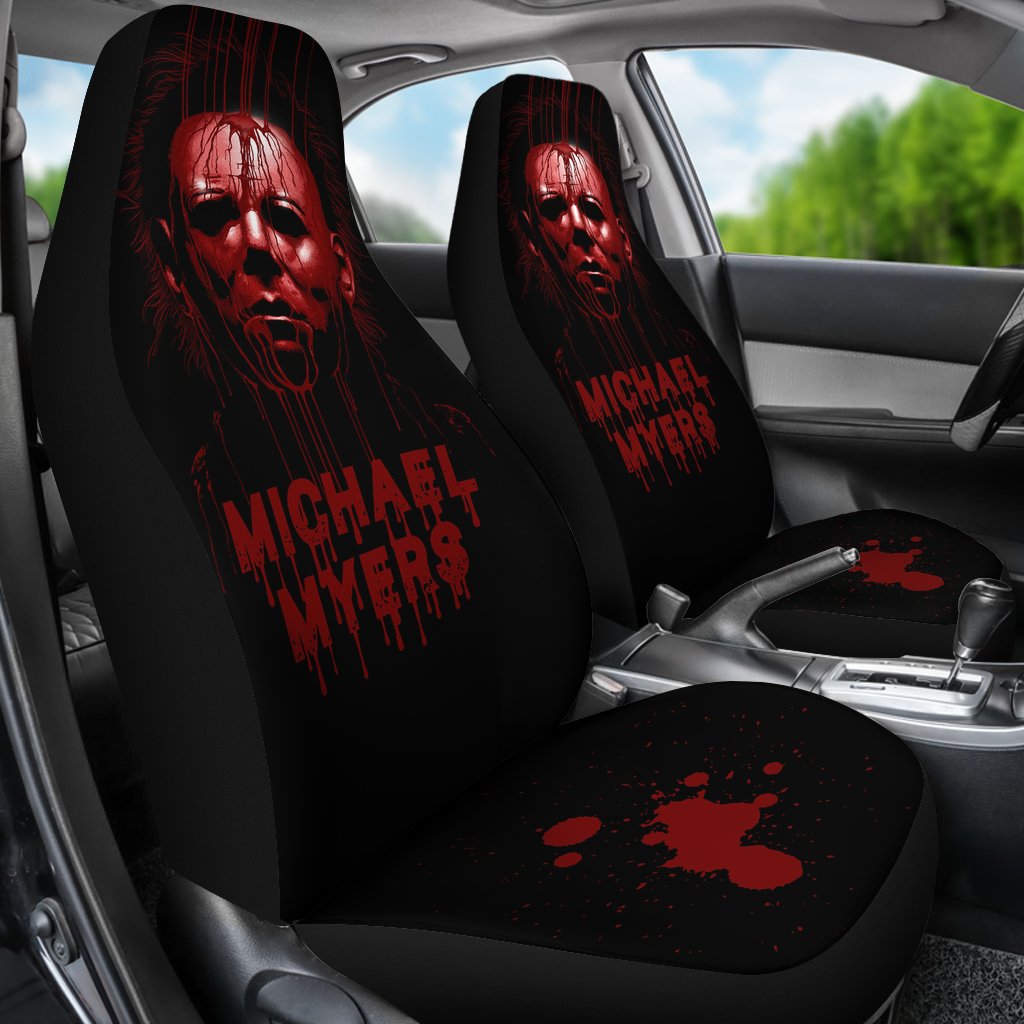 Horror Movie Car Seat Covers | Michael Myers Bleeding Red Face Seat Covers Ci090621