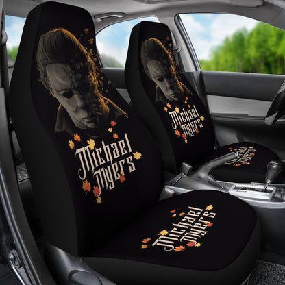 Horror Movie Car Seat Covers | Michael Myers Fading Face Maple Leaf Seat Covers Ci090621