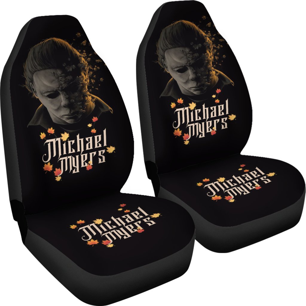 Horror Movie Car Seat Covers | Michael Myers Fading Face Maple Leaf Seat Covers Ci090621