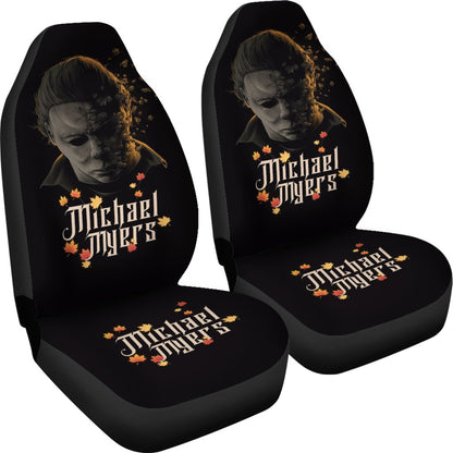 Horror Movie Car Seat Covers | Michael Myers Fading Face Maple Leaf Seat Covers Ci090621