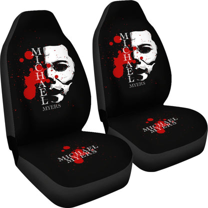 Horror Movie Car Seat Covers | Michael Myers Half White Face Seat Covers Ci090921