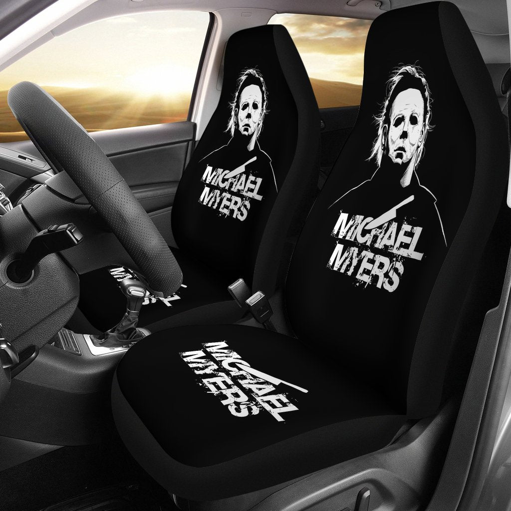 Horror Movie Car Seat Covers | Michael Myers Knife Black White Seat Covers Ci090221