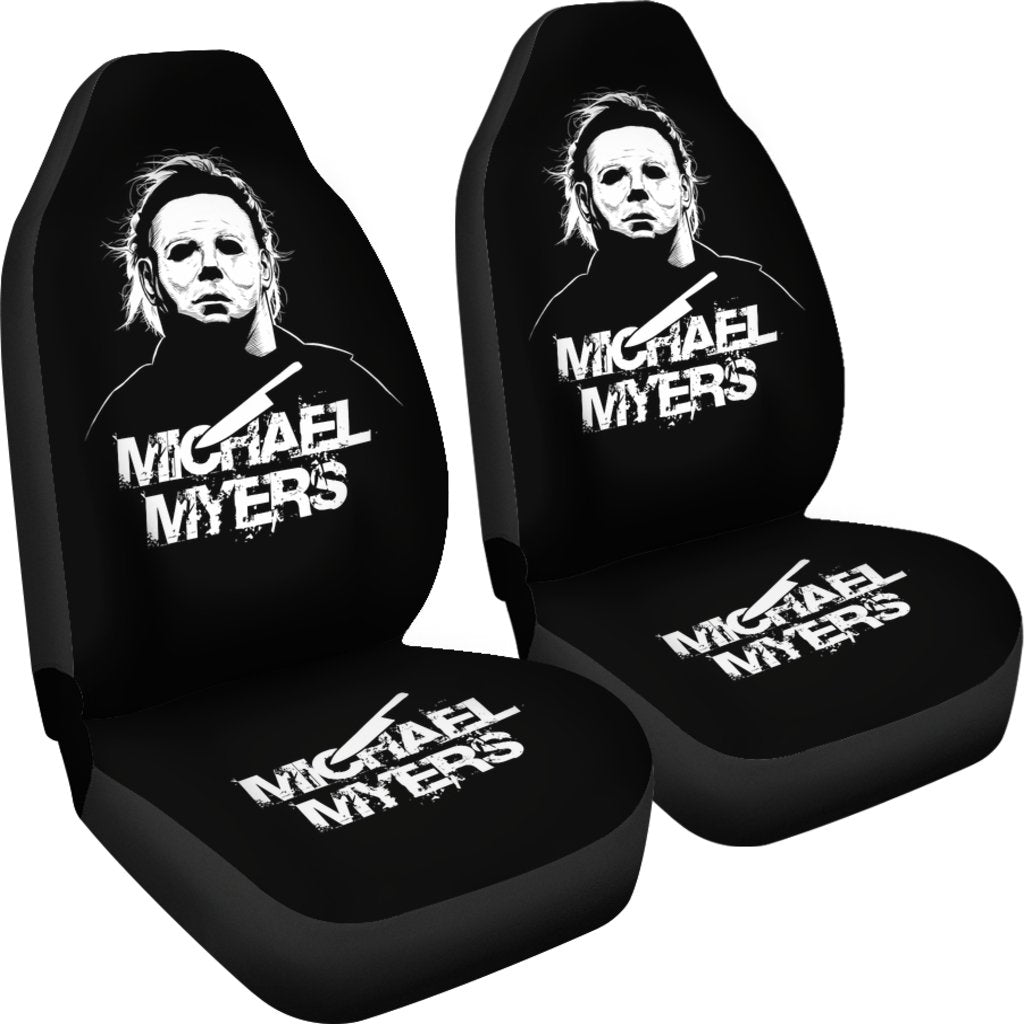 Horror Movie Car Seat Covers | Michael Myers Knife Black White Seat Covers Ci090221